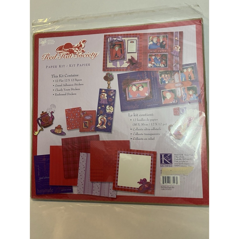 Red Hat Society K & Company 12" x 12" Scrapbooking Paper Kit Sheets and sticker